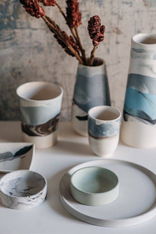 eramics Vases and Cups on the Table